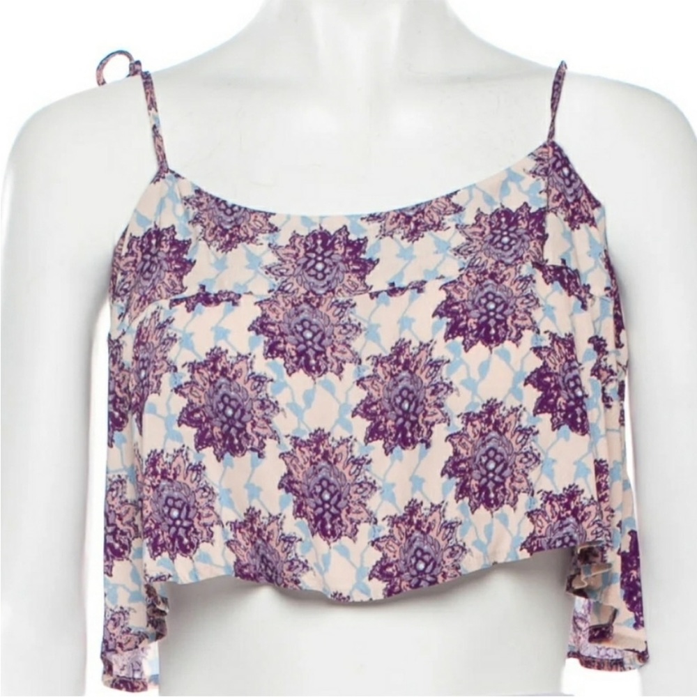 For Love and Lemons Shoulder Tie Strap Cropped Blouse. NWT